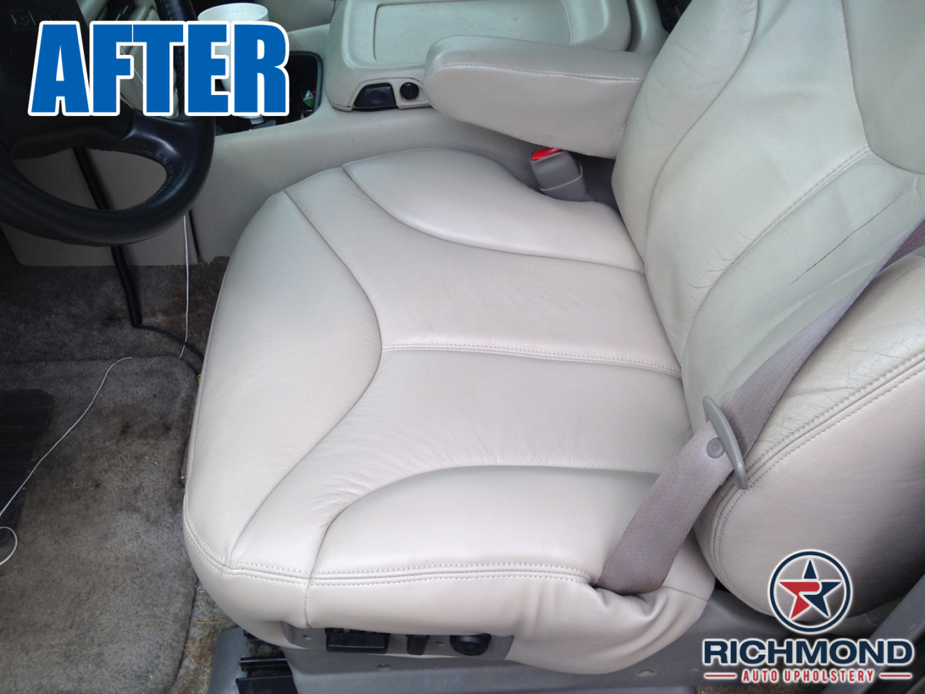 2000-2002 GMC Yukon & Yukon XL SLT SLE Replacement Leather Seat Cover:  Driver Side Complete, Tan