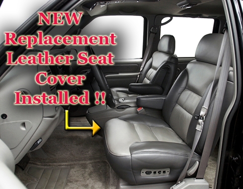 2000 Chevy Tahoe Limited Passenger Side Bottom Leather Seat Cover 2 Tone Gray 