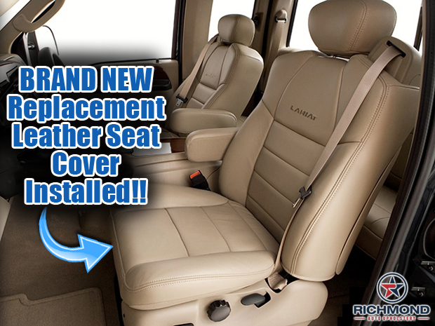 2005 2007 Ford F 250 Lariat Quad Cab Extended Super X Leather Seat Cover Driver Bottom Tan Richmond Auto Upholstery - Oem Ford F250 Replacement Seat Covers