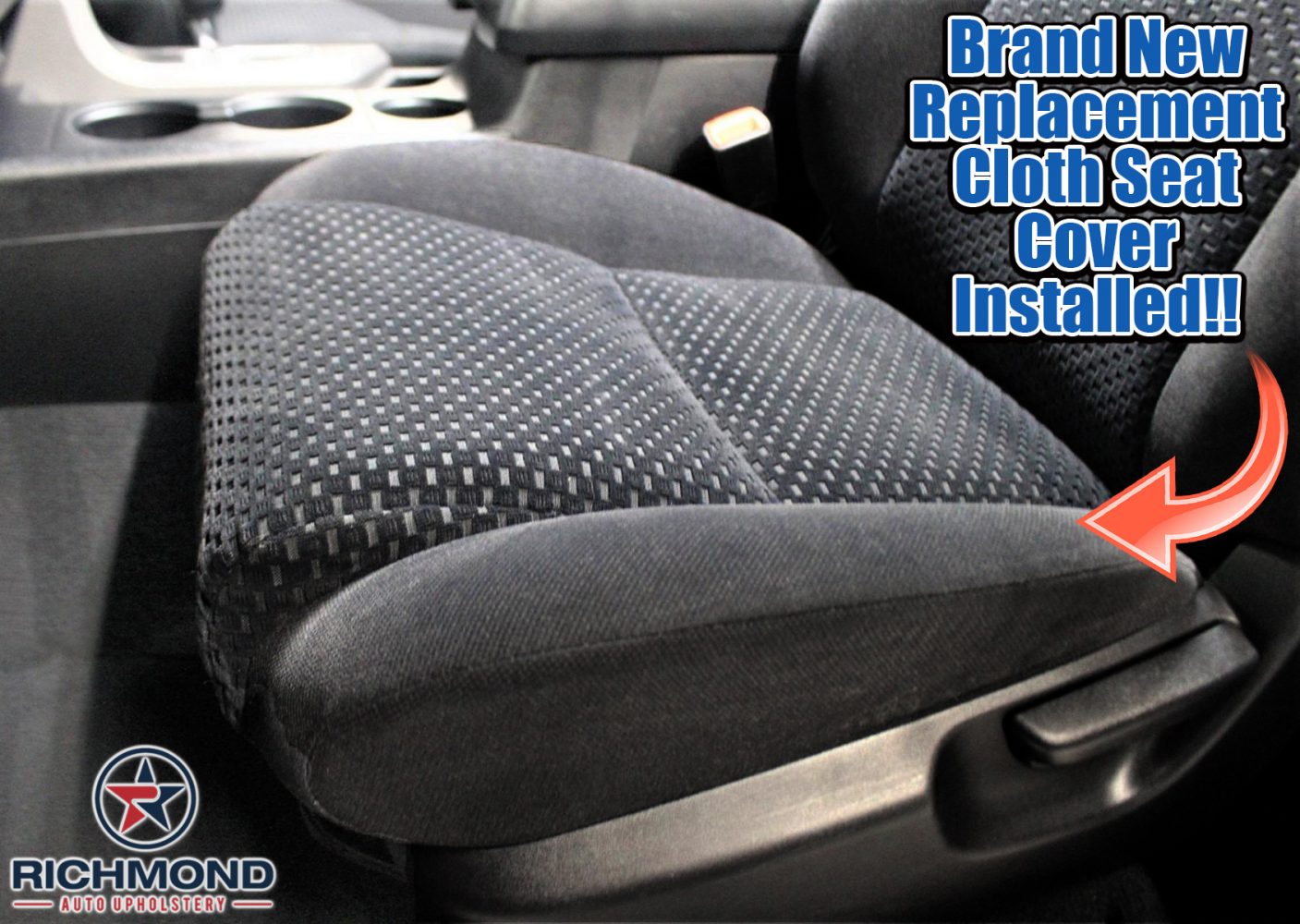 Driver & Passenger Bottom Cloth Seat Cover Black For 2007 to 2012 Toyota Tundra