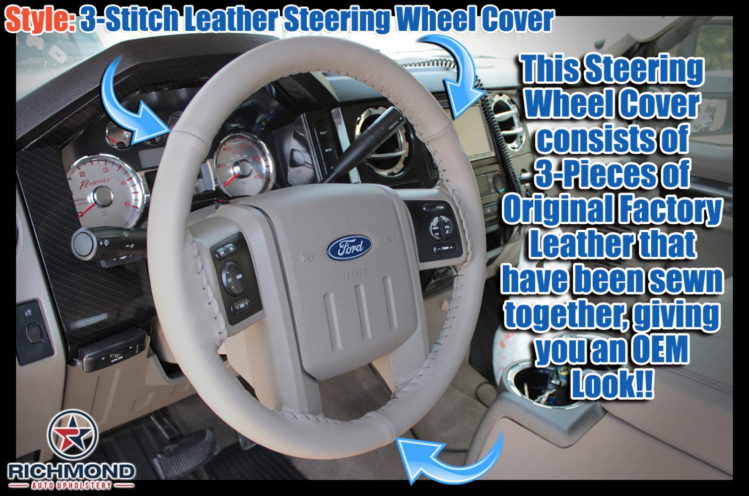 FOR FORD KA MK2 2008-13 PERFORATED LEATHER STEERING WHEEL COVER DOUBLE STITCHING 