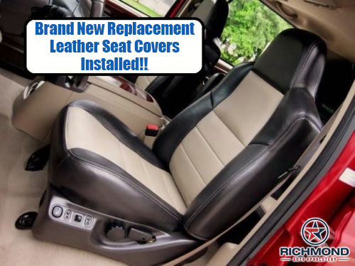 2005 Ford Excursion Eddie Bauer Leather Seat Cover Driver Side Complete Set 2 Tone Tan Black Richmond Auto Upholstery - Car Seat Covers For Ford Excursion