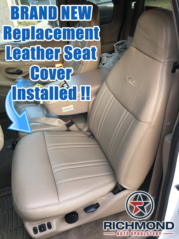 1997 1998 Ford F 150 Lariat Leather Seat Cover Driver Bottom Gray 40 60 Richmond Auto Upholstery - 2003 Ford F150 Seat Cover Replacement