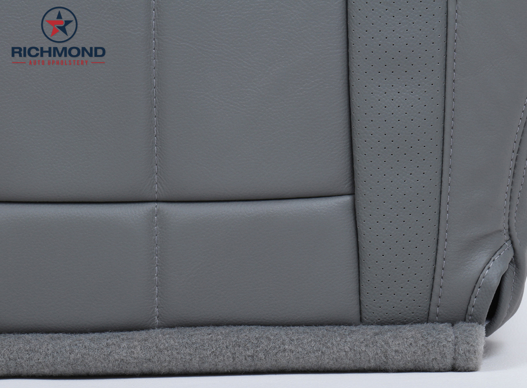 The Seat Shop Driver Bottom Perforated Leather Seat Cover P1 with Flap - Medium Slate Gray Leather Compatible with 2006-2008 Dodge Ram Laramie and 2009 Laramie 2500/3500 only 