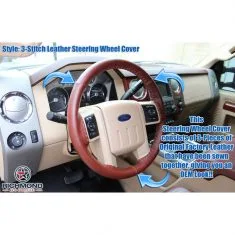 2008-2009 Ford F-350 King Ranch: 3-Stitch Leather Steering Wheel Cover