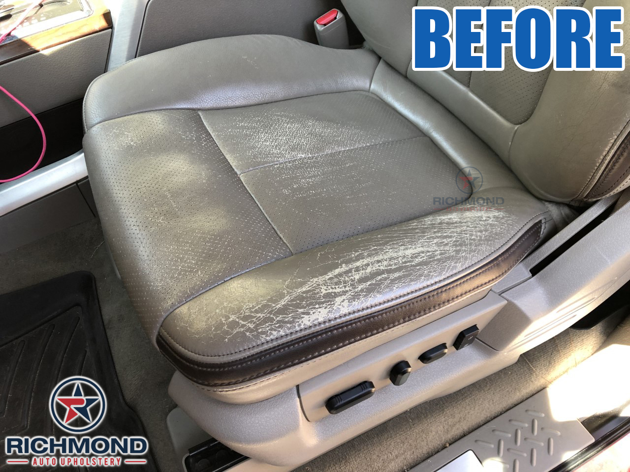2009 2010 Ford F150 Platinum Edition Crew Cab Driver Bottom Leather Cover Gray