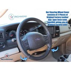 2003-2007 Ford F-250 Amarillo Package Leather Steering Wheel Cover: Driver, Black