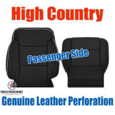 2014-2019 Chevy Silverado 1500 2500HD 3500HD High Country Replacement Perforated Leather Seat Covers: Passenger Side Comlpete, Black