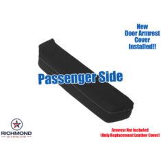 2020-2022 Ford F-250 Limited Replacement Genuine Leather Armrest Cover: Passenger Side Door, Black with Tan Stitching