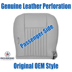 2003-2004 Mercury Marauder Replacement Leather Seat Cover: Passenger Side Bottom, Gray with Genuine Leather Perforation