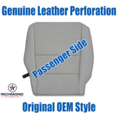 2007-2012 Acura RDX Replacement Leather Seat Cover: Passenger Side Bottom, Light Gray with Genuine Leather Perforation