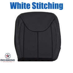 2013-2018 Jeep Wrangler Rubicon Sahara Replacement Leather Seat Cover: Driver Side Bottom, Black w/White Stitching