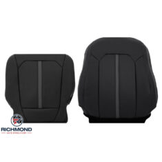 2017-2018 Ford F-250 Platinum Edition Replacement Leather Seat Covers: Driver Side Complete, Black with Gray Stitching