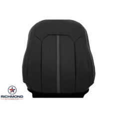 2015-2018 Ford F-150 Platinum Edition Replacement Leather Seat Cover: Driver Side Lean Back, Black with Gray Stitching