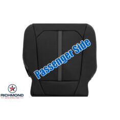 2015-2018 Ford F-150 Platinum Edition Replacement Leather Seat Cover: Passenger Side Bottom, Black with Gray Stitching