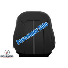 2015-2018 Ford F-150 Platinum Edition Replacement Leather Seat Cover: Passenger Side Lean Back, Black with Gray Stitching