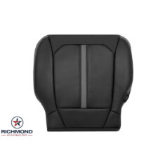 2019-2022 Ford F-250 Platinum Edition Replacement Leather Seat Cover: Driver Side Bottom, Black with Gray Stitching