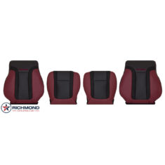 2010-2014 Ford F-150 RAPTOR SVT Replacement Perforated Leather Seat Covers: Driver & Passenger Complete, 2-Tone Black & Brick Red