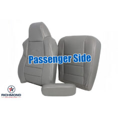 2002-2003 Ford F-350 Lariat Crew-Cab Replacement Leather Seat Covers: Passenger Side Complete, Gray Perforated
