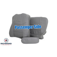 2001-2003 Ford F-250 Lariat Quad-Cab (X-Cab) Replacement Leather Seat Covers: Passenger Side Complete, Gray Perforated