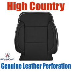 2014-2019 Chevy Silverado 1500 2500HD 3500HD High Country Replacement Perforated Leather Seat Cover: Driver Side Lean Back, Black