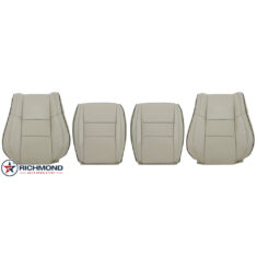 2011-2021 Jeep Grand Cherokee Overland Replacement Perforated Leather Seat Covers: Driver & Passenger Complete, Tan w/Black Piping