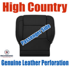 2014-2019 Chevy Silverado 1500 2500HD 3500HD High Country Replacement Perforated Leather Seat Cover: Passenger Side Bottom, Black