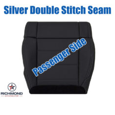 2008-2012 Jeep Wrangler Rubicon Sahara Replacement Leather Seat Cover: Passenger Side Bottom, Black w/Silver Stitching