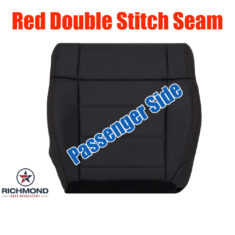 2008-2012 Jeep Wrangler Rubicon Sahara Replacement Leather Seat Cover: Passenger Side Bottom, Black w/Red Stitching