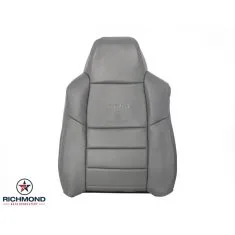 2002-2003 Ford F-350 Lariat Crew-Cab Replacement Leather Seat Cover: Driver Side Lean Back, Gray Perforated