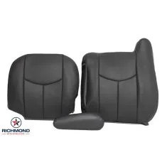 2003-2004 Chevy Avalanche LT LS Z71 Z66 Replacement Leather Seat Cover: Driver Side Complete, Dark Gray
