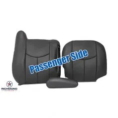 2003-2004 Chevy Avalanche LT LS Z71 Z66 Replacement Leather Seat Cover: Passenger Side Complete, Dark Gray