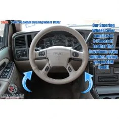 2003-2006 GMC Yukon & Yukon XL Denali Leather Steering Wheel Cover: Driver, Tan