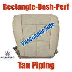 2007-2014 Lincoln Navigator Replacement Leather Seat Cover: Passenger Side Bottom, Tan w/Tan Piping & Dash-Perforation
