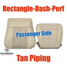 2007-2014 Lincoln Navigator Replacement Leather Seat Cover: Passenger Side Complete, Tan w/Tan Piping & Dash-Perforation