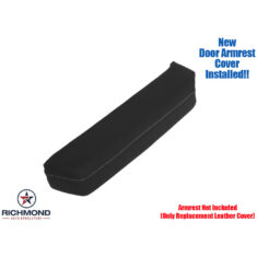 2020-2022 Ford F-250 Limited Replacement Genuine Leather Armrest Cover: Driver Side Door, Black with Tan Stitching