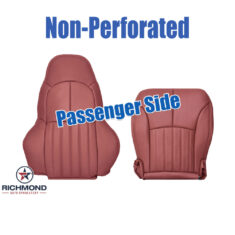1997-1999 Chevy Corvette Replacement Leather Seat Covers: Passenger Side Complete, Firethorn Red Non-Perforated