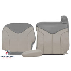 2001-2002 GMC Sierra Denali C3 Replacement Leather Seat Covers: Driver Side Complete, 2-Tone Gray & Light Tan