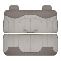 2001-2002 GMC Sierra Denali C3 Replacement Leather Seat Covers: Rear Bench Bottom, Lean Back & Headrests, 2-Tone Tan