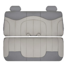 2001-2002 GMC Sierra Denali C3 Replacement Leather Seat Covers: Rear Bench Bottom, Lean Back & Headrests, 2-Tone Gray & Light Tan