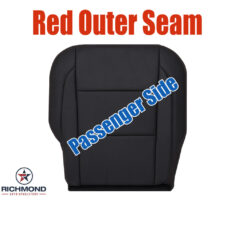 2008-2015 Nissan Titan Pro-4X Replacement Leather Seat Cover: Pasenger Side Bottom, Black with Red Double Stitch