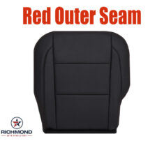 2008-2015 Nissan Titan Pro-4X Replacement Leather Seat Cover: Driver Side Bottom, Black with Red Double Stitch