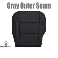 2008-2015 Nissan Titan Pro-4X Replacement Leather Seat Cover: Driver Side Bottom, Black with Gray Double Stitch