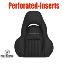 1997-2004 Chevy Corvette Replacement Leather Seat Cover: Driver Side Lean Back, Black Perforated