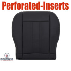 2011-2019 Dodge Grand Caravan Replacement Leather Seat Cover: Driver Side Bottom, Black Perforated w/White Stitching
