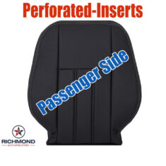 2011-2019 Dodge Grand Caravan Replacement Leather Seat Cover: Passenger Side Lean Back, Black Perforated w/White Stitching