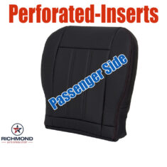 2011-2019 Dodge Grand Caravan Replacement Leather Seat Cover: Passenger Side Bottom, Black Perforated w/Red Stitching