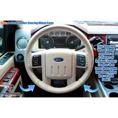2010-2014 Ford Expedition XLT: 2-Stitch Leather Steering Wheel Cover, Tan