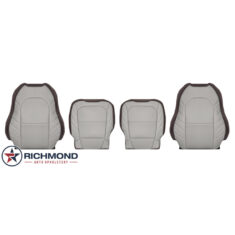 2017-2019 Ford F-250 Limited Replacement Perforated Leather Seat Covers: Driver & Passenger Complete, 2-Tone Light Gray & Brown