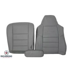 2003-2007 Ford F-250 Lariat Crew-Cab Replacement Leather Seat Covers: Driver Side Complete, Gray
